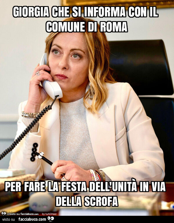 Giorgia che si informa con il comune di roma per fare la festa dell'unità in via della scrofa