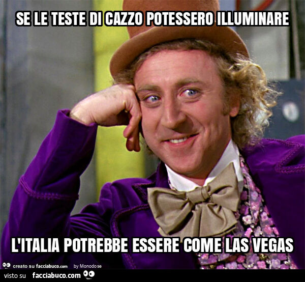 Se le teste di cazzo potessero illuminare l'italia potrebbe essere come las vegas