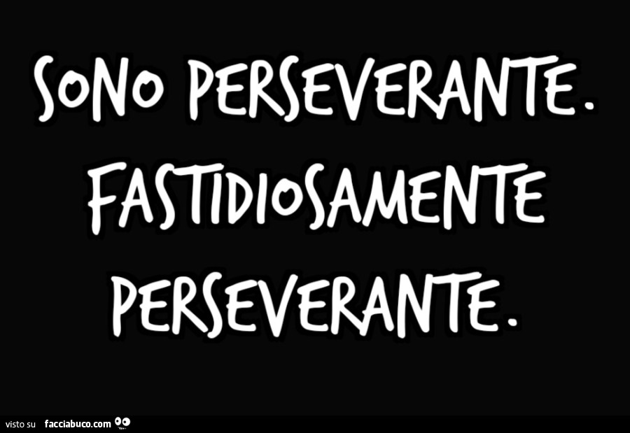Sono perseverante. Fastidiosamente perseverante