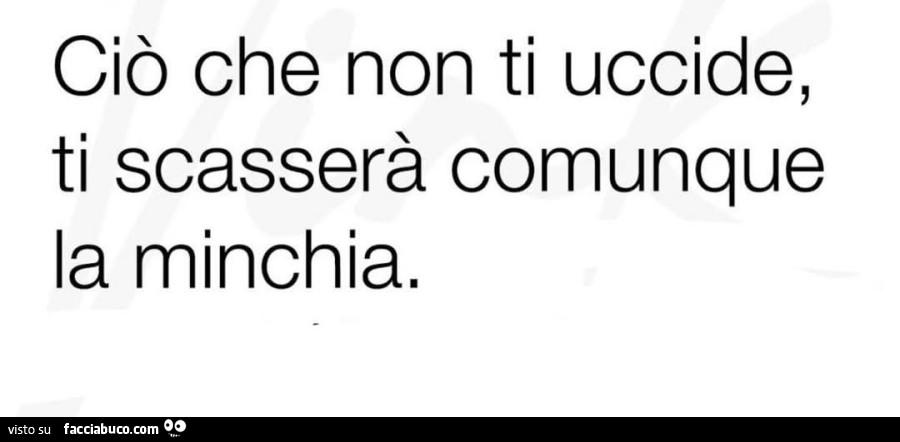 Ciò che non ti uccide, ti scasserà comunque la minchia