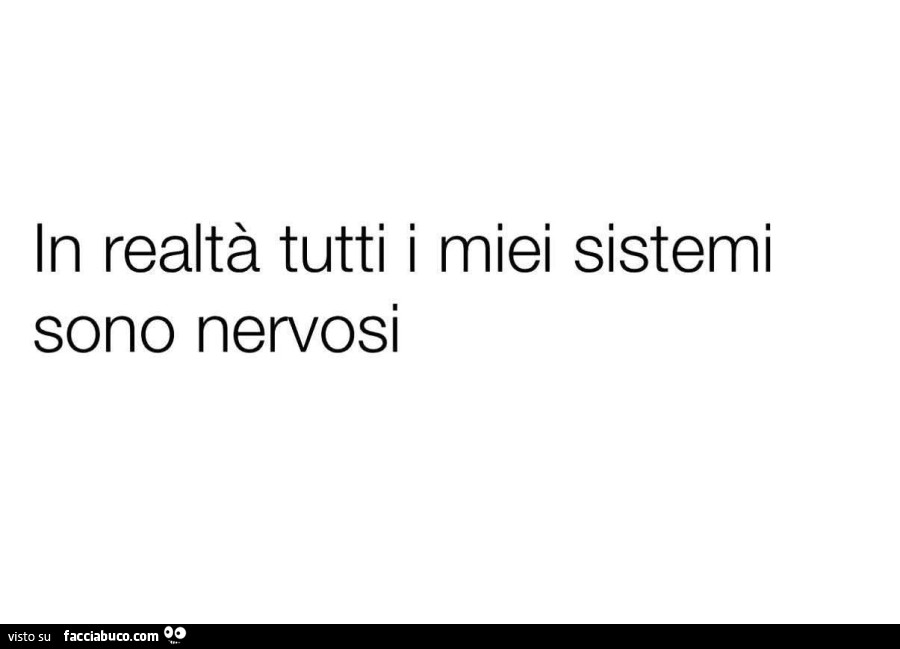 In realtà tutti i miei sistemi sono nervosi
