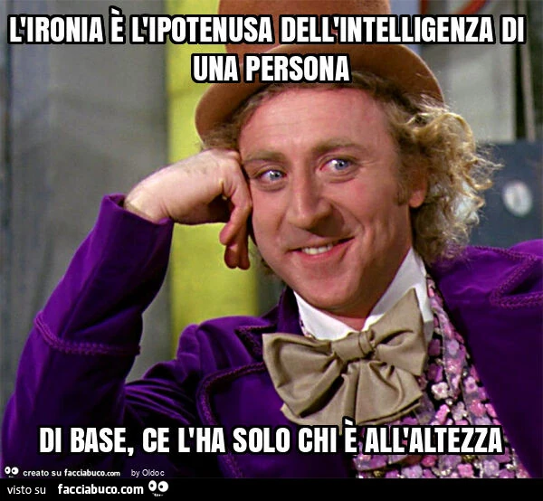 L'ironia è l'ipotenusa dell'intelligenza di una persona di base, ce l'ha solo chi è all'altezza