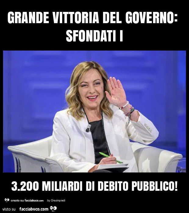 Grande vittoria del governo: sfondati i 3.200 miliardi di debito pubblico
