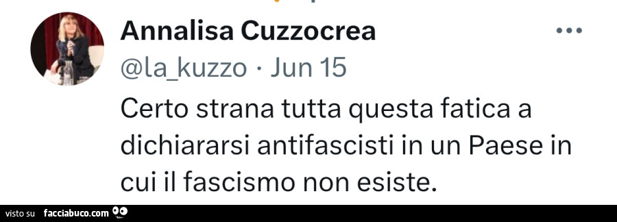 Certo strana tutta questa fatica a dichiararsi antifascisti in un paese in cui il fascismo non esiste