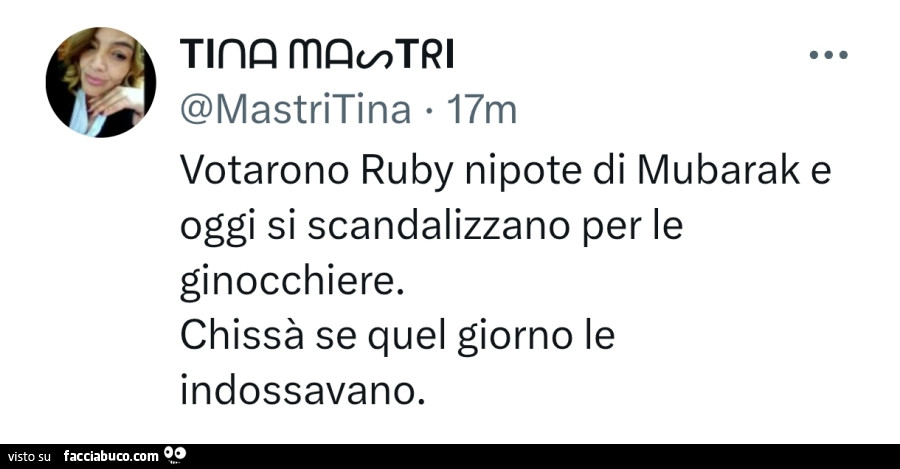Votarono ruby nipote di mubarak e oggi si scandalizzano per le ginocchiere. Chissà se quel giorno le indossavano