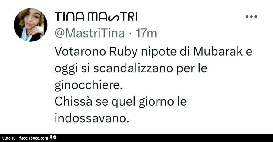 Votarono ruby nipote di mubarak e oggi si scandalizzano per le ginocchiere. Chissà se quel giorno le indossavano