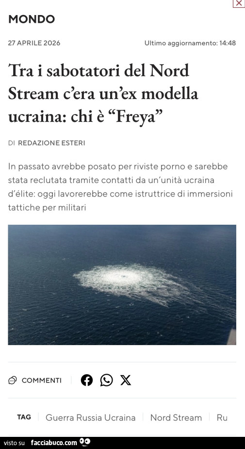 Tra i sabotatori del nord stream c'era un'ex modella ucraina: chi è freya