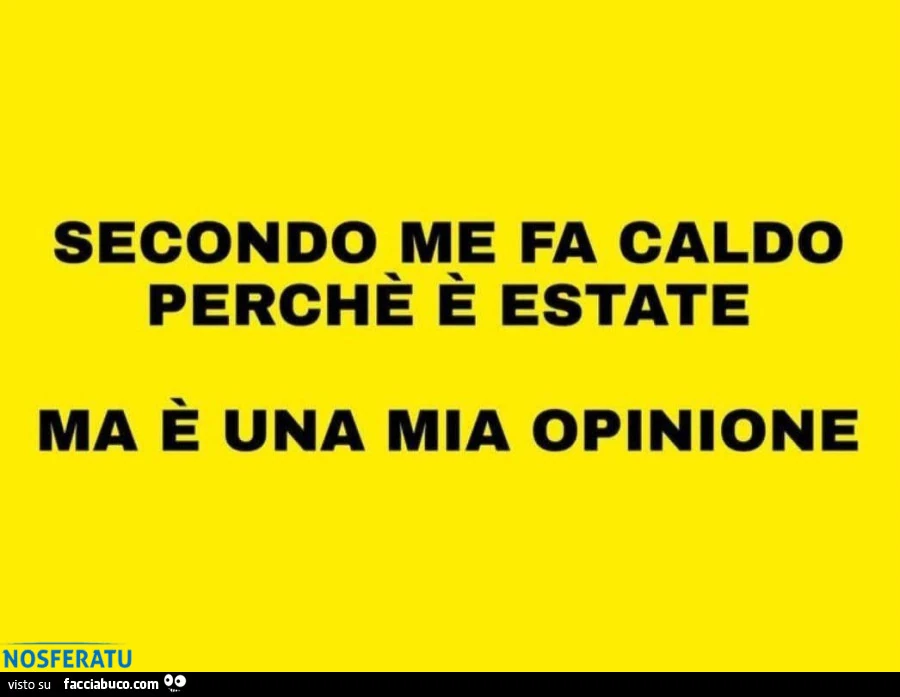 Secondo me fa caldo perchรจ รจ estate ma รจ una mia opinione
