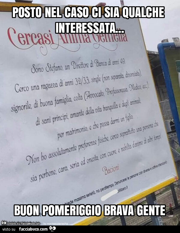 Posto nel caso ci sia qualche interessata&hellip; buon pomeriggio brava gente