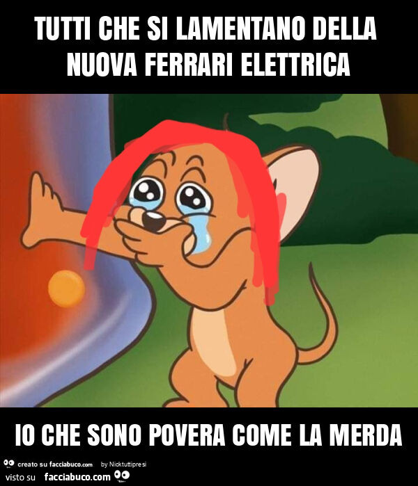 Tutti che si lamentano della nuova ferrari elettrica io che sono povera come la merda