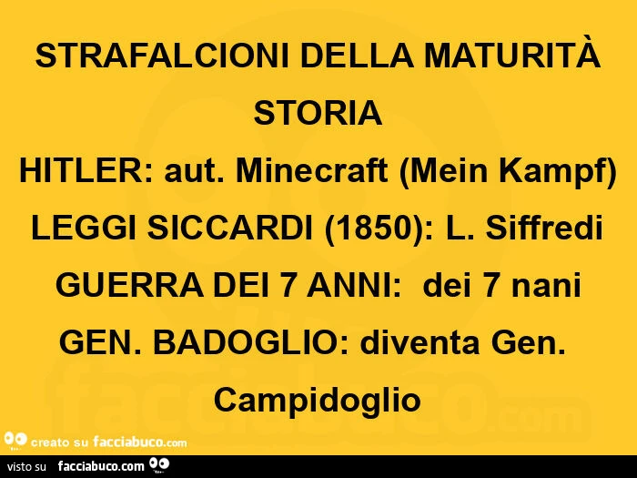 Strafalcioni della maturità storia