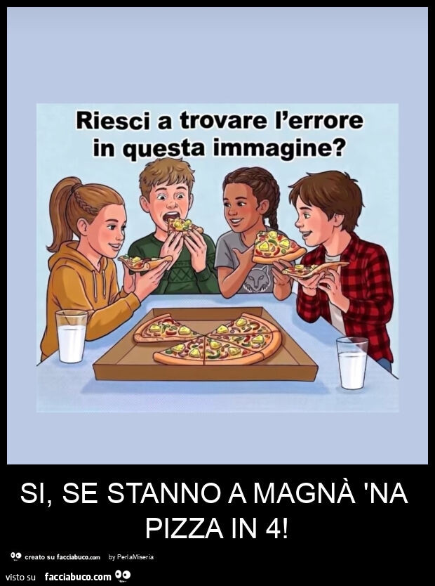 Si, se stanno a magnร 'na pizza in 4