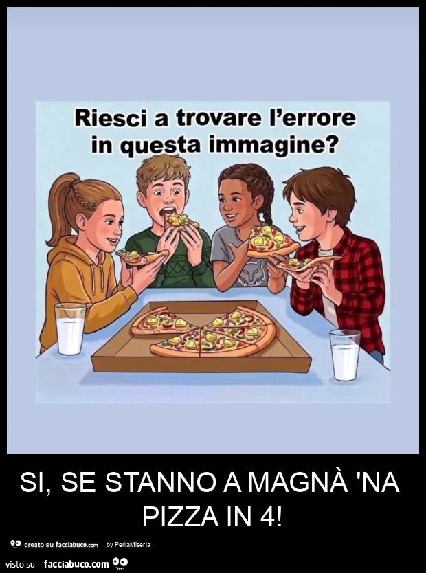 Si, se stanno a magnà 'na pizza in 4