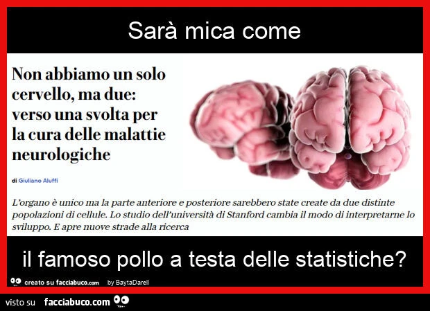 Non abbiamo un solo cervello&hellip; Sarà mica come il famoso pollo a testa delle statistiche?