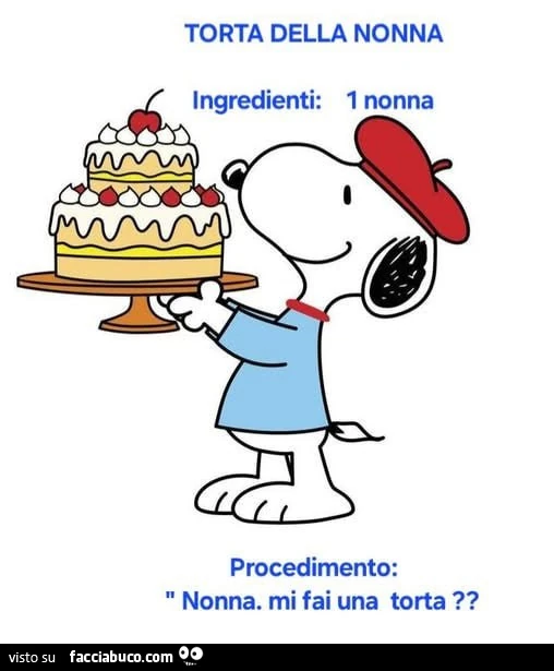 Torta della nonna ingredienti: 1 nonna. Procedimento: nonna. Mi fai una torta?