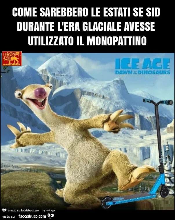 Come sarebbero le estati se sid durante l'era glaciale avesse utilizzato il monopattino
