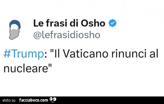 Trump: il vaticano rinunci al nucleare
