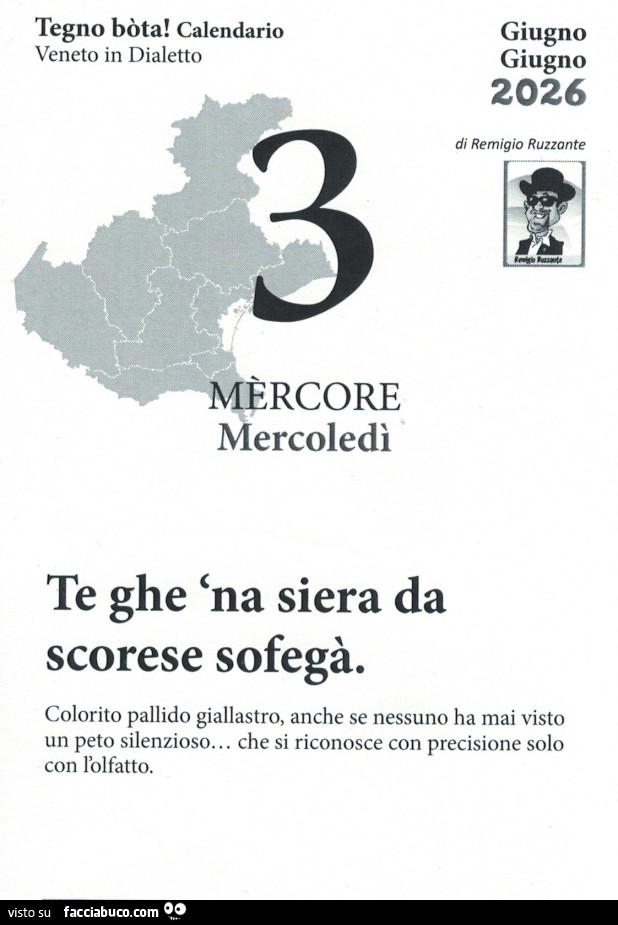 Te ghe 'na siera da scorese sofegà. Colorito pallido giallastro, anche se nessuno ha mai visto un peto silenzioso&hellip; che si riconosce con precisione solo con l'olfatto