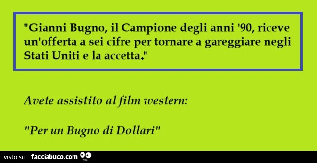 Per un pugno di dollari, Gianni Bugno