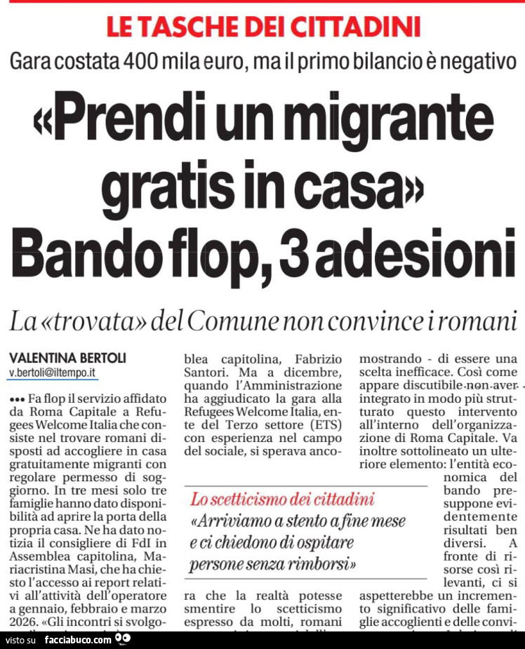 Prendi un migrante gratis in casa. Bando flop, 3 adesioni