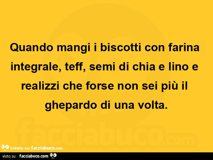 Quando mangi i biscotti con farina integrale, teff, semi di chia e lino e realizzi che forse non sei più il ghepardo di una volta