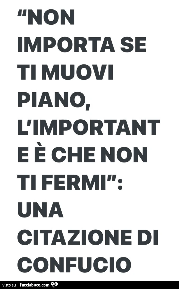 Non importa se ti muovi piano, l'importante è che non ti fermi. Una citazione di Confucio