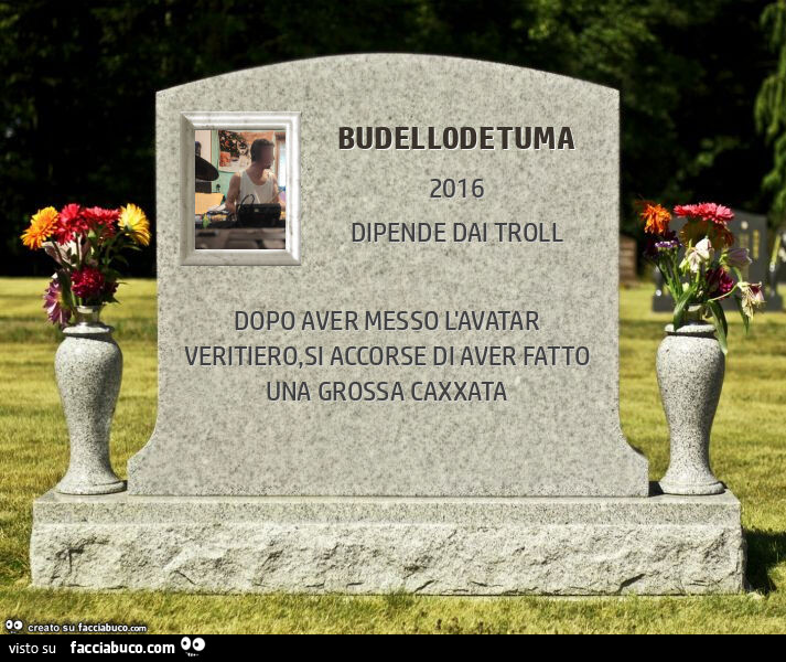 Budell0detuma. Dopo aver messo l'avatar veritiero, si accorse di aver fatto una grossa caxxata