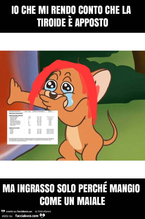 Io che mi rendo conto che la tiroide è apposto ma ingrasso solo perché mangio come un maiale