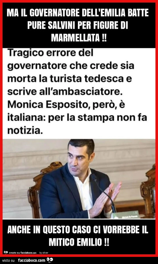 Ma il governatore dell'emilia batte pure salvini per figure di marmellata! Anche in questo caso ci vorrebbe il mitico emilio