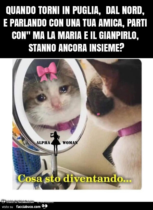 Quando torni in puglia, dal nord, e parlando con una tua amica, parti con" ma la maria e il gianpirlo, stanno ancora insieme?