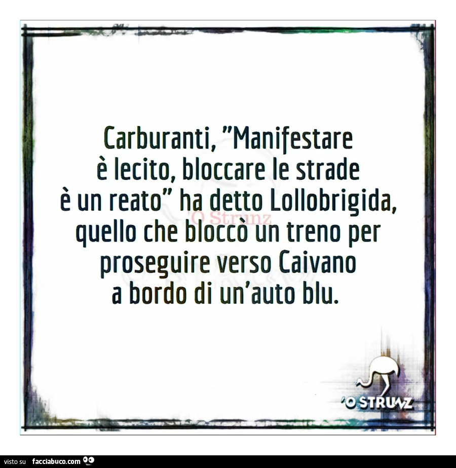 Carburanti, manifestare e lecito, dioccare le strade è un reato ha detto lollobrigida, quello che bloccò un treno per proseguire verso caivano a bordo di un'auto blu