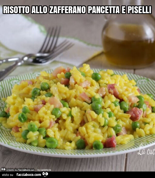 Risotto allo zafferano pancetta e piselli