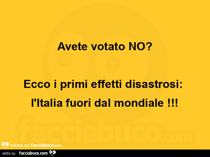 Avete votato no? Ecco i primi effetti disastrosi: l'italia fuori dal mondiale