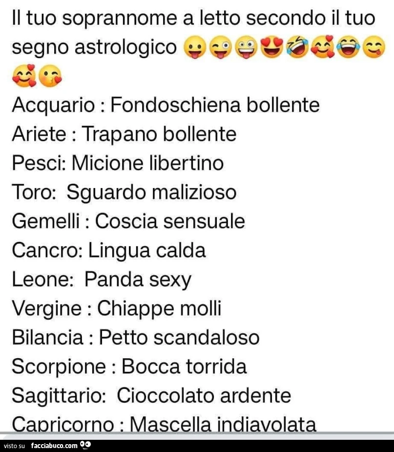 Il tuo soprannome a letto secondo il tuo segno astrologico