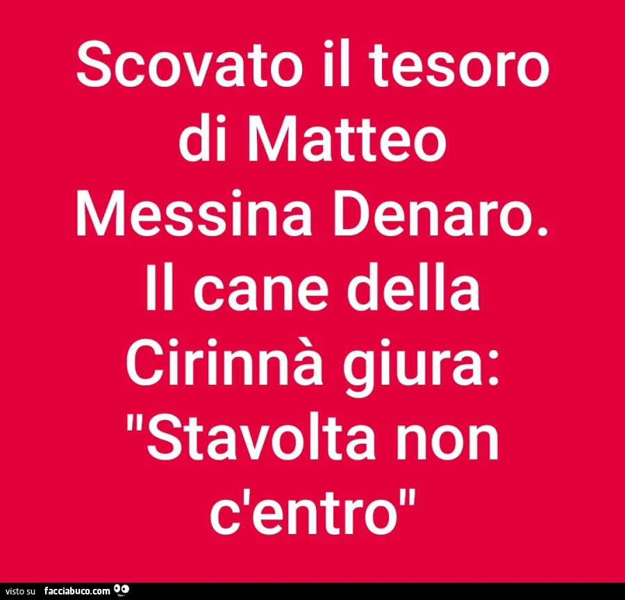 Scovato il tesoro di matteo messina denaro. Il cane della cirinnà giura: stavolta non c'entro