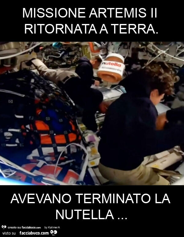Missione artemis ii ritornata a terra. Avevano terminato la nutella