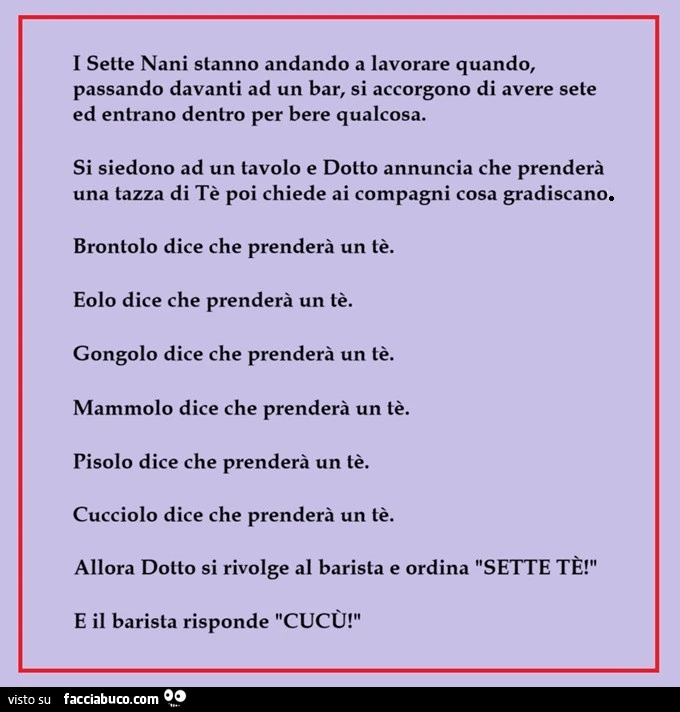 I 7 nani, cucù séttete
