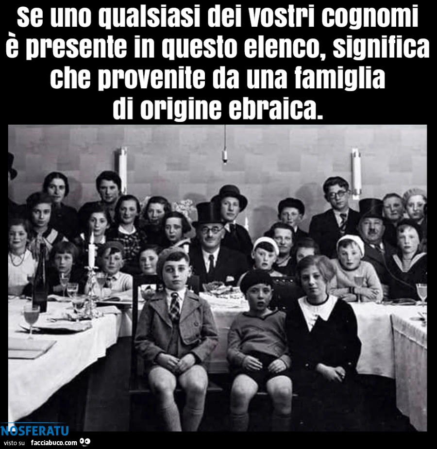 Se uno qualsiasi dei vostri cognomi è presente in questo elenco, significa che provenite da una famiglia di origine ebraica