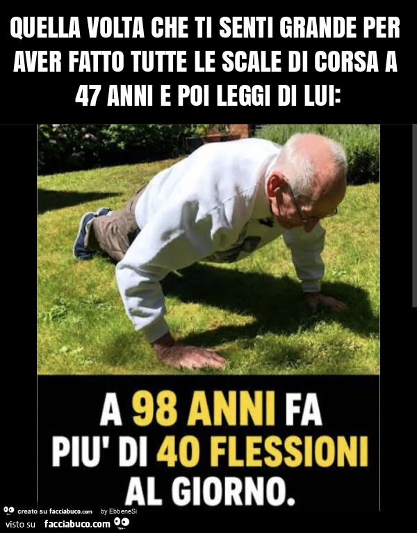 Quella volta che ti senti grande per aver fatto tutte le scale di corsa a 47 anni e poi leggi di lui