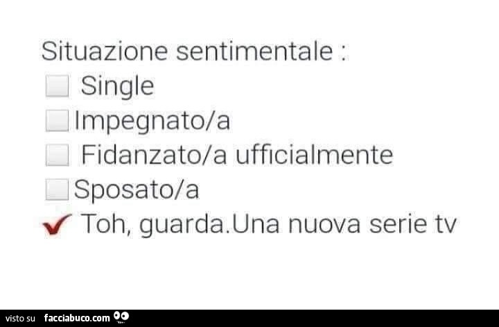 Situazione sentimentale: toh, guarda. Una nuova serie tv