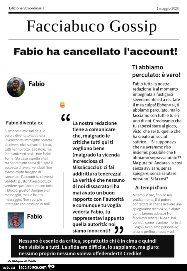 Fabio abbandona Facciabuco