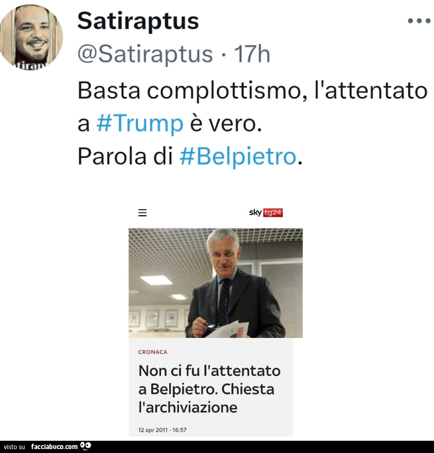 Basta complottismo, l'attentato a Trump è vero, parola di Belpietro