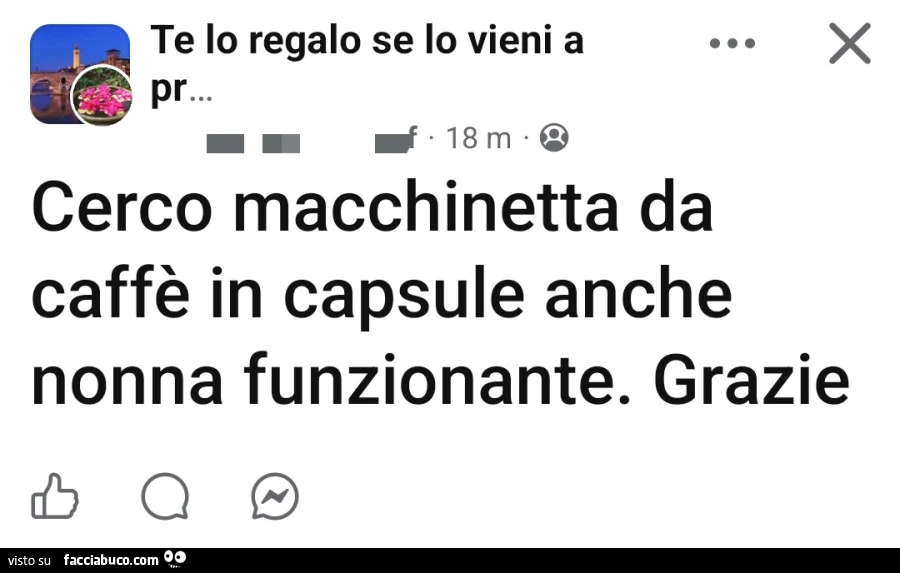 Cerco macchinetta da caffè in capsule anche nonna funzionante. Grazie
