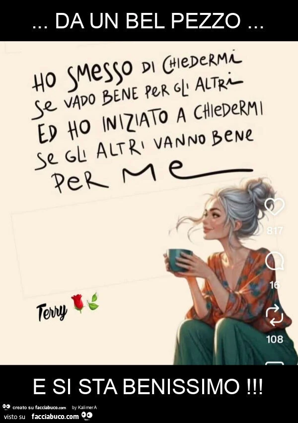 Da un bel pezzo&hellip; e si sta benissimo
