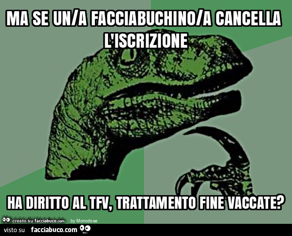 Ma se un/a facciabuchino/a cancella l'iscrizione ha diritto al tfv, trattamento fine vaccate?