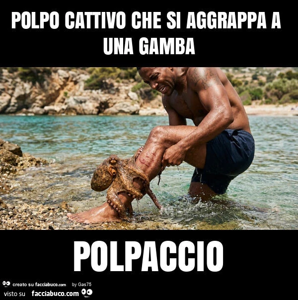 Polpo cattivo che si aggrappa a una gamba polpaccio