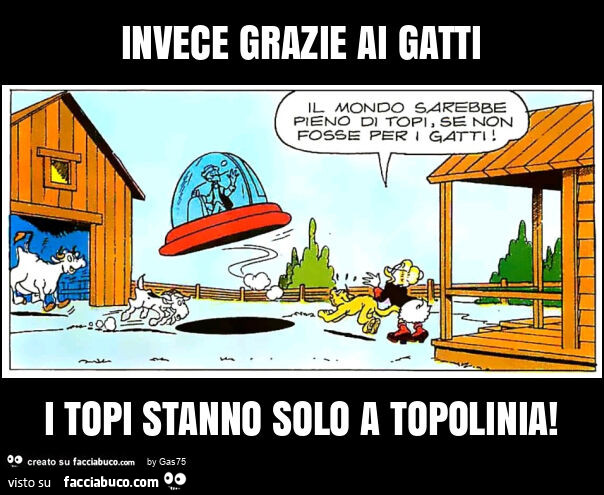Invece grazie ai gatti i topi stanno solo a topolinia