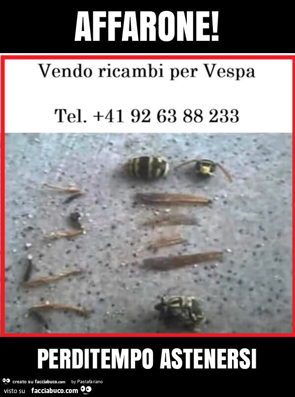 Affarone! Perditempo astenersi