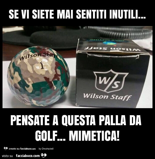 Se vi siete mai sentiti inutili&hellip; pensate a questa palla da golf&hellip; mimetica