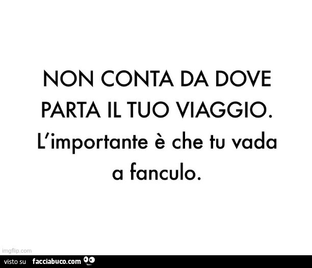 Non conta da dove parta il tuo viaggio. L'importante è che tu vada a fanculo